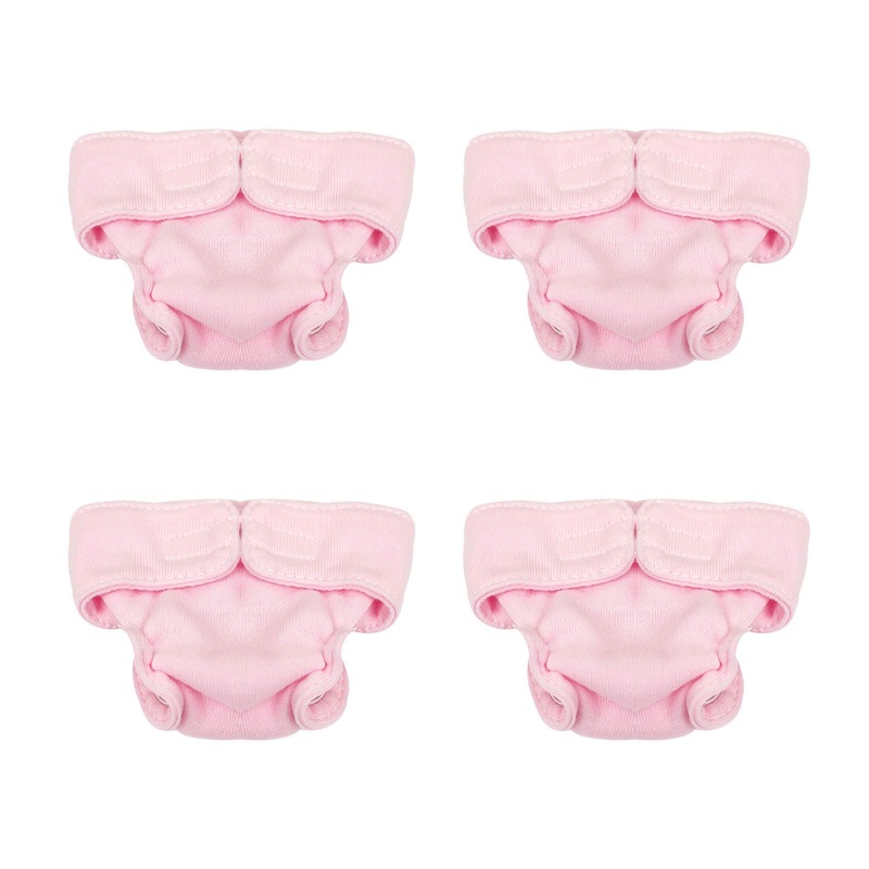 4 Pieces Baby Doll Diapers Doll For 5-7 Inch Dolls New Born Baby Reusable Doll Diapers Doll Accessories(Pink)