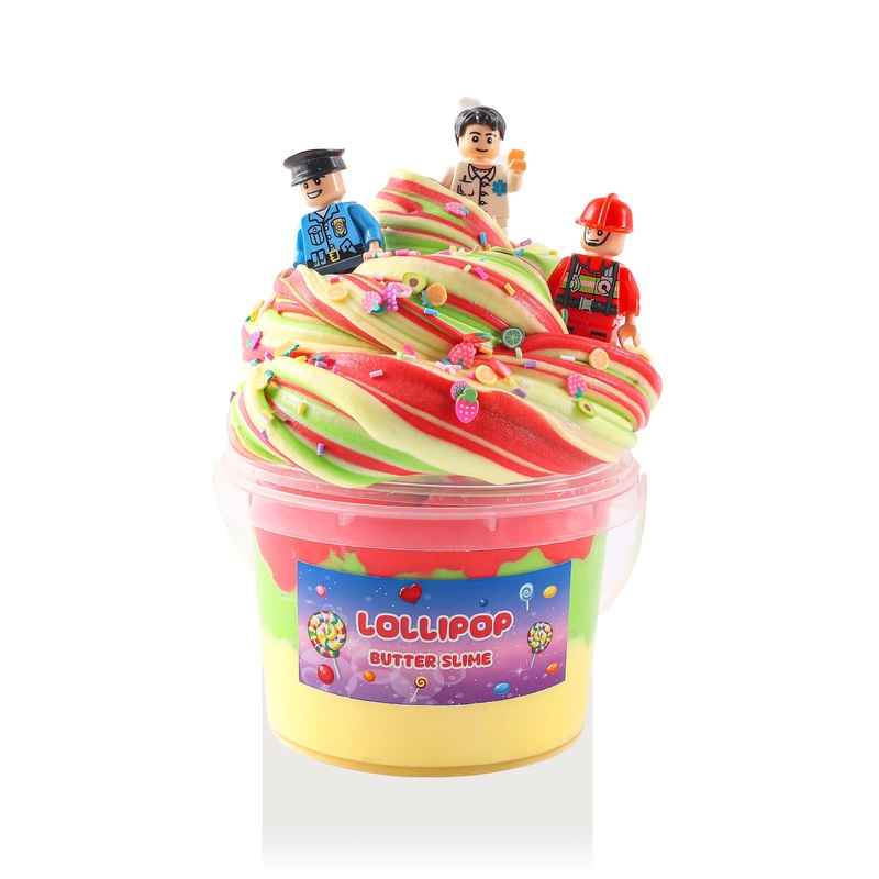 Big Bucket Premade Tri-Colored Red Green And Yellow Butter Slime, Non Sticky, Super Soft Sludge Toy, Birthday Gifts And Party Fa