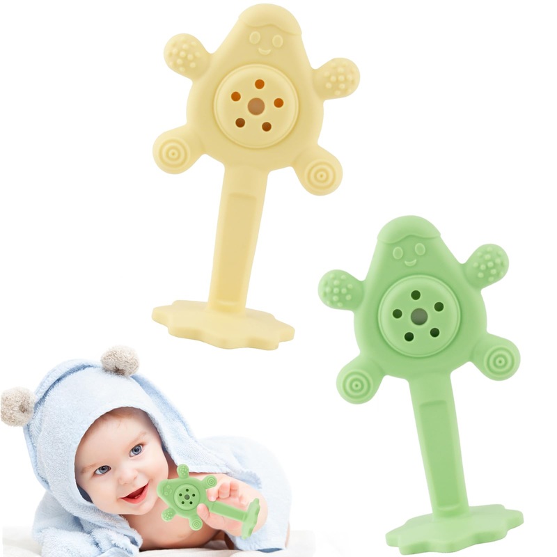 Fu Store Baby Rattles Toys 2 Pack Infant Grab Shake Flexible Rattle Chew Teething Toy Sensory Development Silicone Teethers For