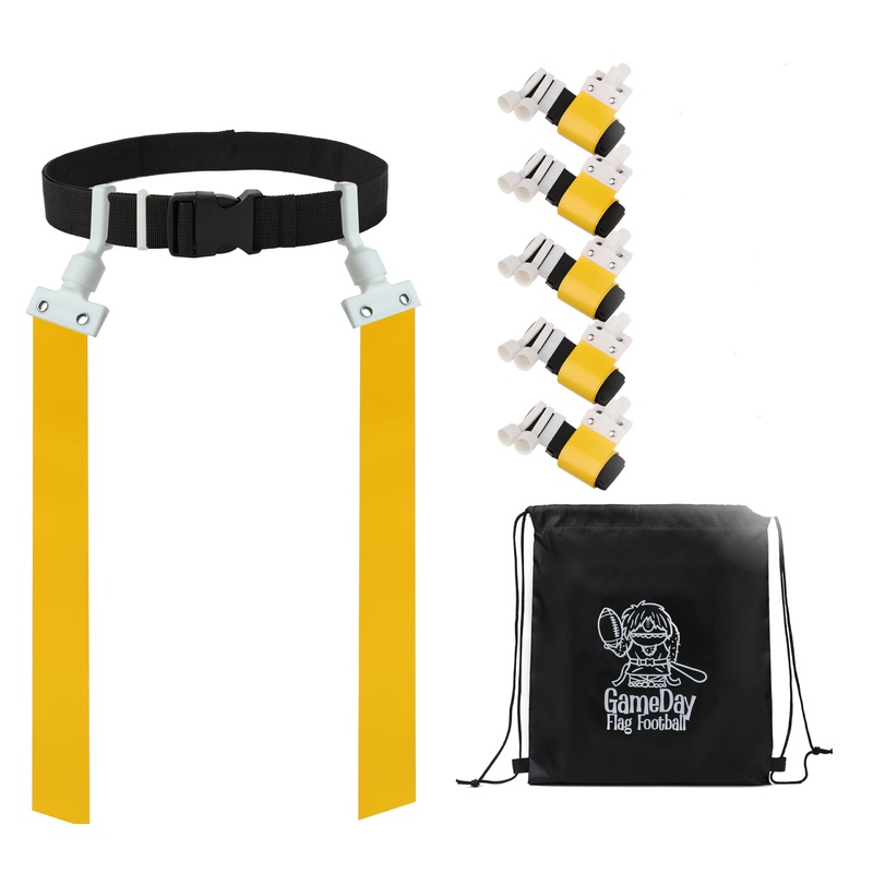 Gameday 6 Player Pop Flag Football Set-Complete W/Flags, Belts And Carry Backpack (Yellow)
