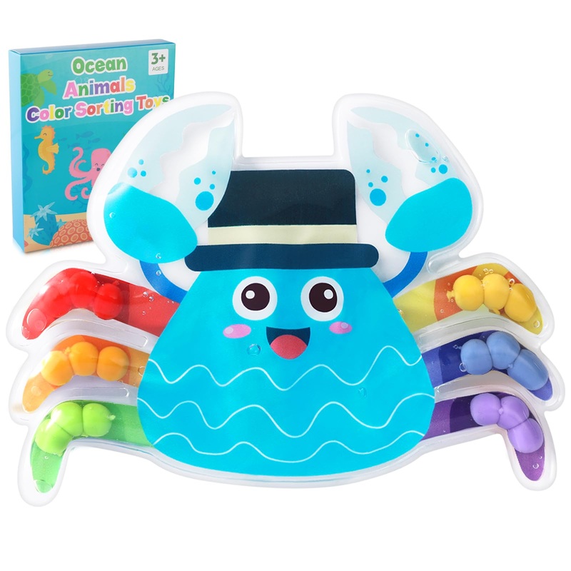 Hopihy Color Sorting Sensory Toy Easter Basket Stuffers For Toddler Activities Toy, Crabs Color Matching Fidget Sensory Toys For