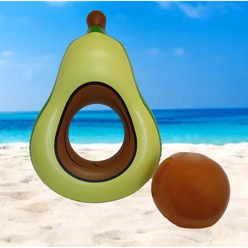Inflatable Pool Floats – Avocado Pool Raft, Peach Pool Float, Gold Glitter Pool Float (Avocado)