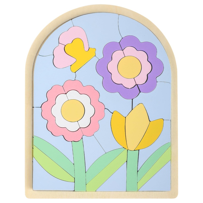 Lasoba Kids Puzzles – Wooden Color Shapes Puzzles For Toddlers Ages 3-6, Montessori Toys, Great Gifts For 3+ Year Olds (Flowers)