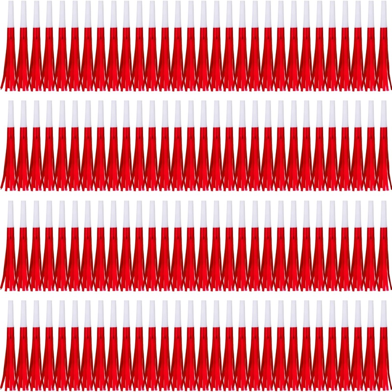 Lcpqmzgh 120 Pcs Gold Noise Makers, Metallic Fringed Noise Makers For New Year Party Favor Supplies (Red)