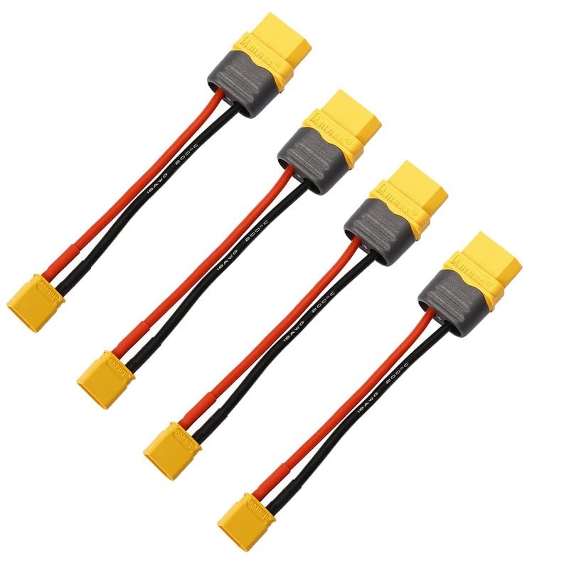 Linsyrc 4Pcs Xt30 Male Connector To Xt60H Female Connector Adapter Plug With 3.93Inch 16Awg Silicone Cable For Rc Drone Lipo Bat