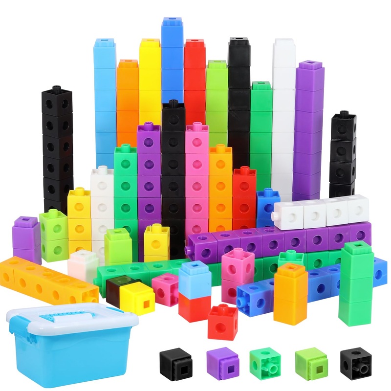 Lohoee 200 Pcs Math Cubes And Linking Cubes With Storage Container – Counting Blocks For Math Teaching Classroom Supplies (2 Sty