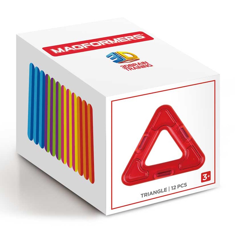 Magformers Triangle 12 Pieces Rainbow Colors, Educational Magnetic Geometric Shapes Tiles Building Stem Toy Set Ages 3+
