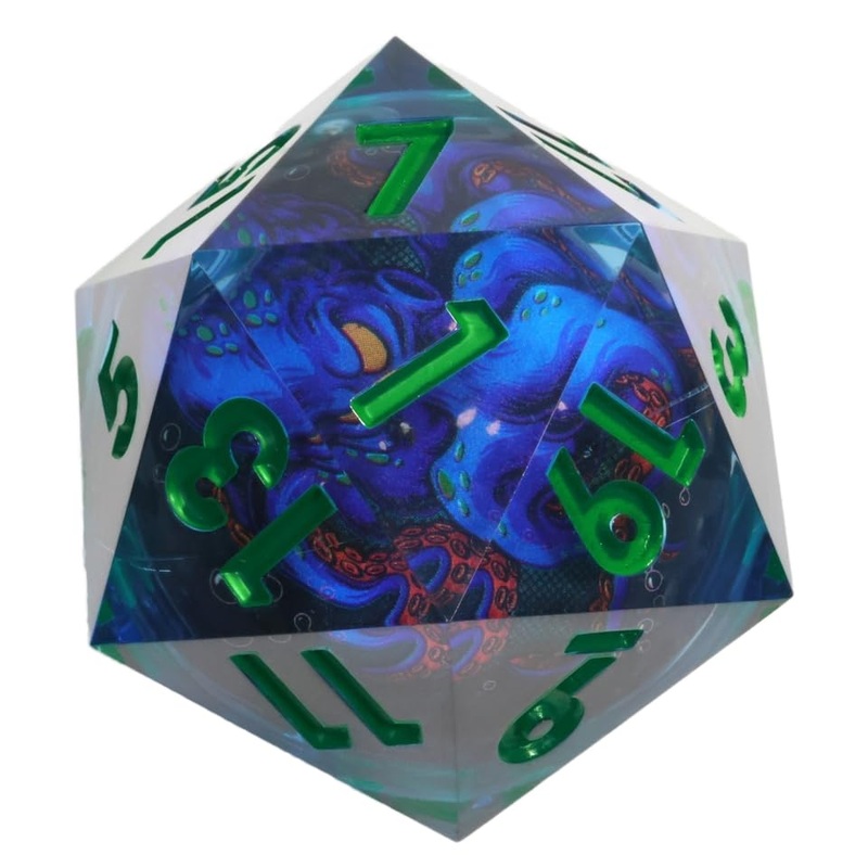 Mini Planet Handmade 50Mm Chonk Dnd Giant D20 Liquid Core Polyhedral Rpg Dice With Sharp Edges E18 Led Octopus