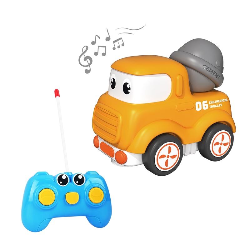 Remote Control Car For Toddlers 18M+,Safe & Durable Cartoon Silicone Crash-Resistant Rc Car,Toys For 18M+ Years Old Yellow Cars