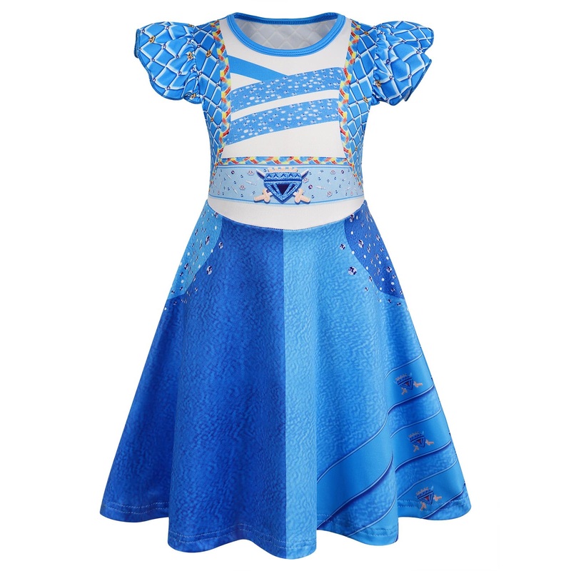 Sukyfecde Princess Dresses Costume For Toddler Girls Halloween Costumes Birthday Party Role Play Outfits 5-6 Blue