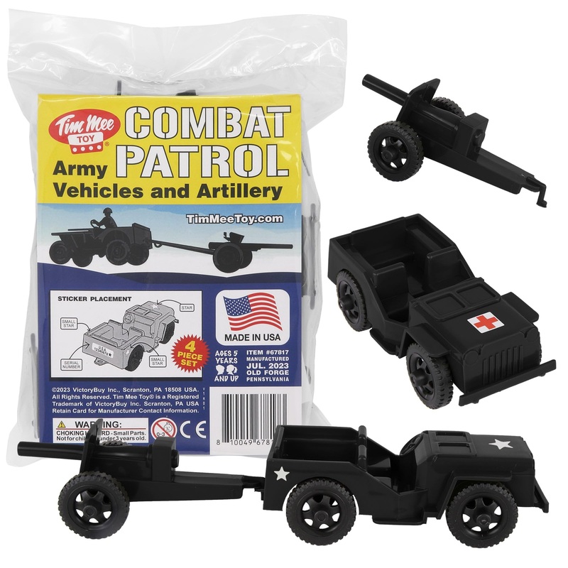 Timmee Combat Patrol Willys & Artillery – Black 4Pc Playset Usa Made
