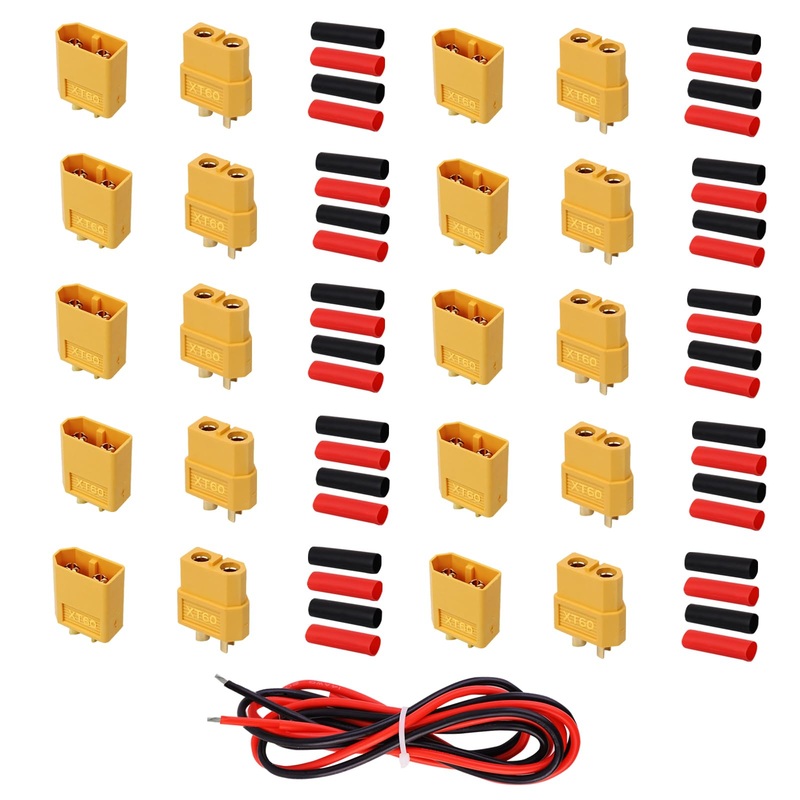 Vlozjxi Xt60 Xt-60 Connectors With 2M 14 Awg Silicone Wire, Xt60 Cable Set With 5Mm Heat Shrink Tube For Diy Custom Rc Lipo Batt