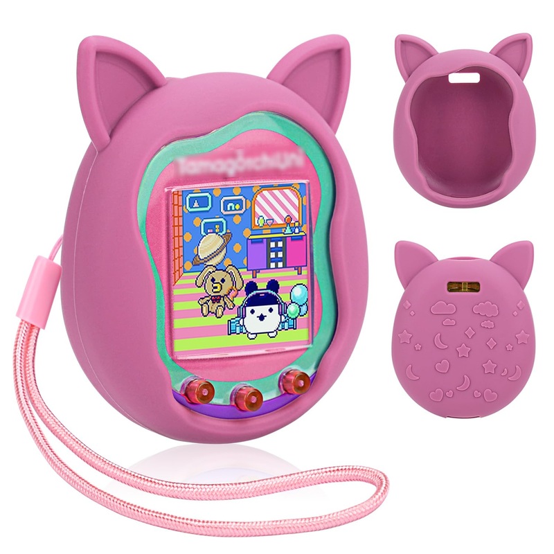 Winceed Silicone Case For Tamagotchi Uni, Protective Cover For Tamagotchi Uni Protector Skin With Hand Strap (Pink)