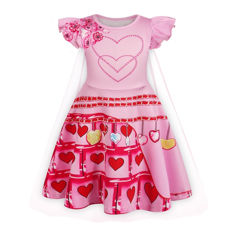 Wonderbabe Red Costume For Girls Cosplay Kids Princess Pink Heart Dress Clothes Outfit Size 9-10 Years