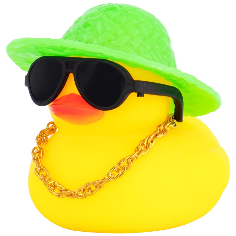 Wonuu Rubber Duck Car Ornaments – Duck Car Dashboard Decorations With Soccer Court Hat Necklace And Sunglasses