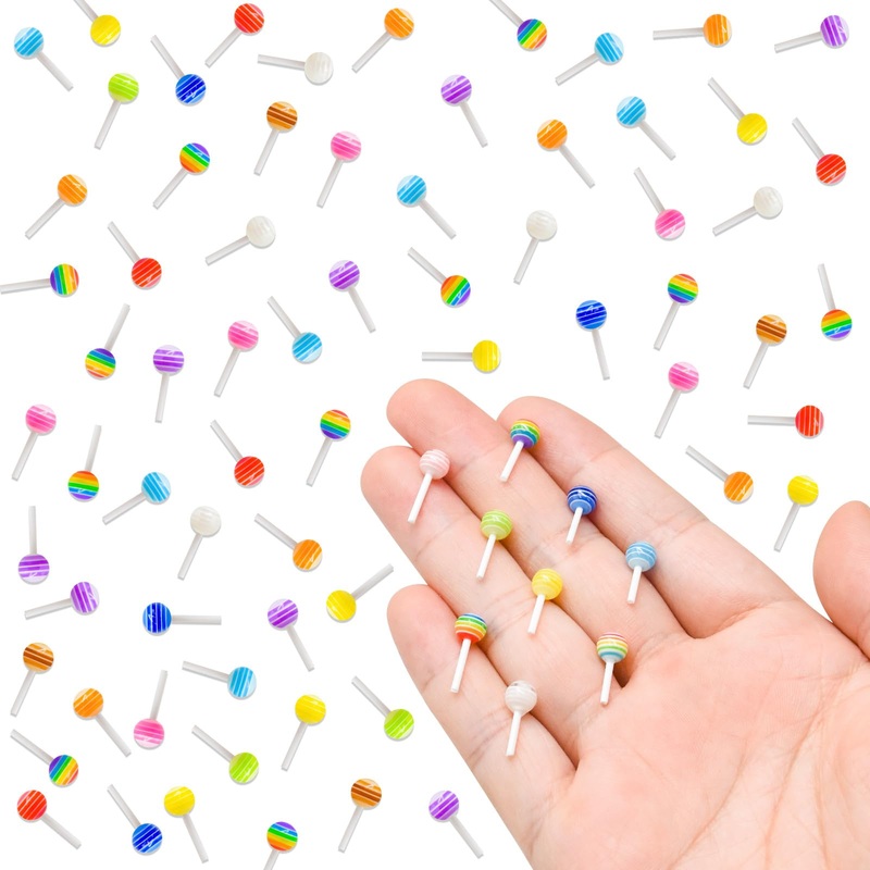 100 Pieces Mini Lollipop For Dollhouse Miniatures Mini Food For Crafts Tiny Resin Things For Dollhouse Mini Kitchen Micro Landsc