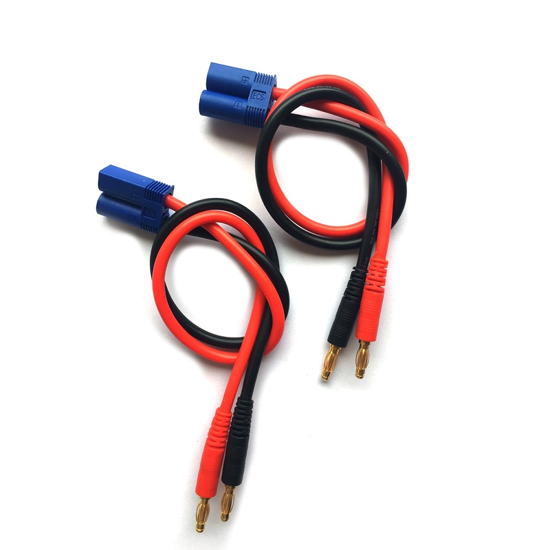 2 Pcs Ec5 Connector Male To 4Mm Bullet Banana Plugs 12Awg Lead Adapter Cable For Rc Battery Charger