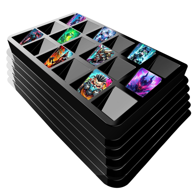 Coolbyl Card Sorting Tray 5Ct – Stackable Trading Card Organizer Display Case, 18-Cell Organize And Sort Tcg Cards, Durable And