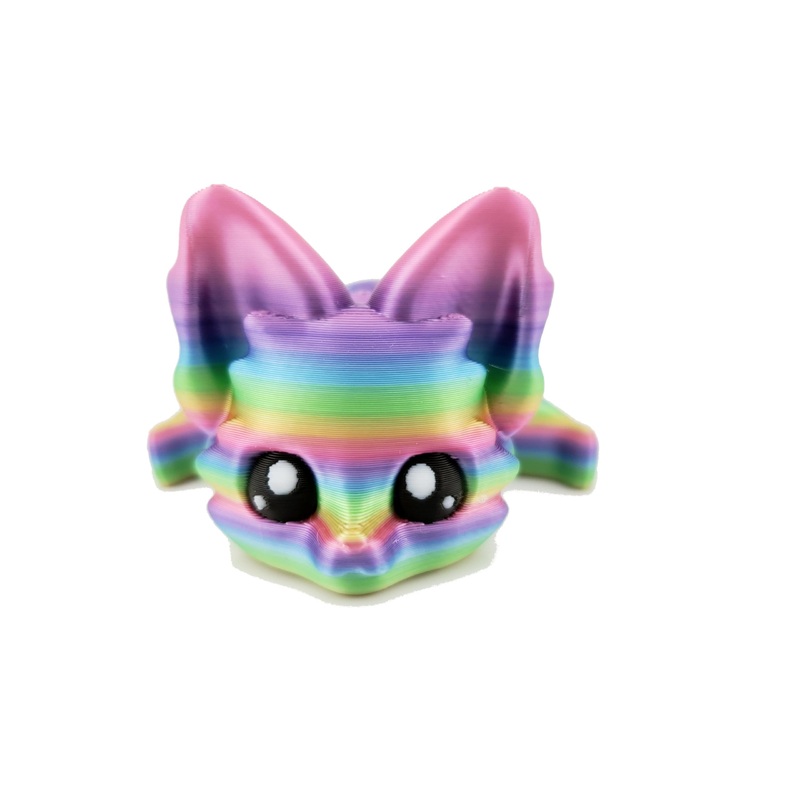 Cute Fox Desk Buddy, Articulated 3D Printed Fidget, 7.5 Inches, Authorized Seller (Silk Candy Rainbow)