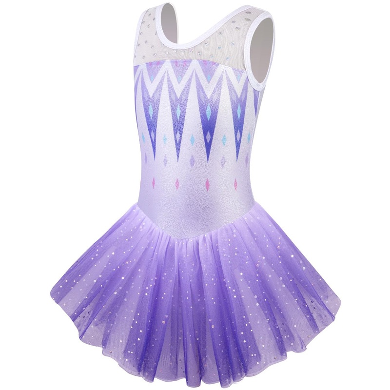 Eqsjiu Gymnastics Leotard With Skirts For Toddler Girls Dance 2T 3T Toddlers Snow Purple Gradient Tulle Dress Sparkly Sparkles 2