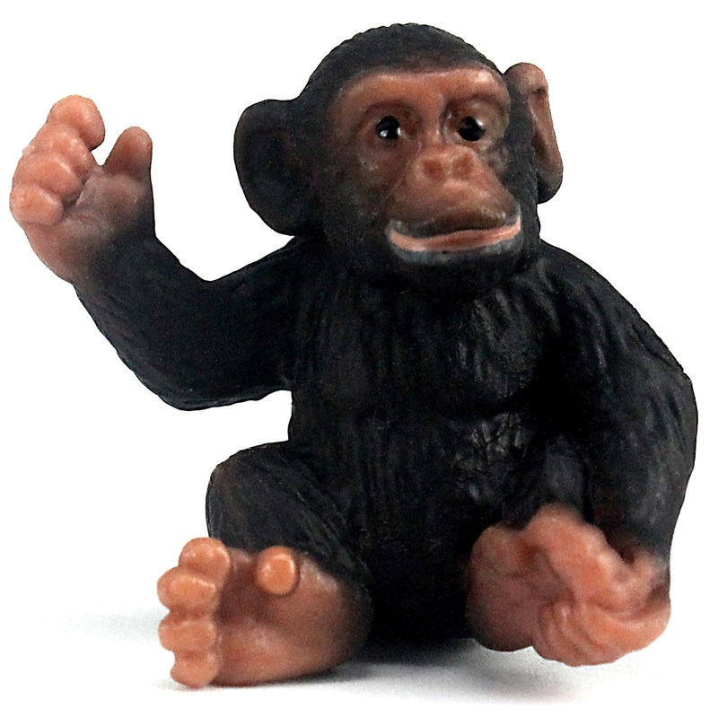Funshowcase African Jungle Animals Young Chimp Chimpanzee Baby Toy Figure Realistic Plastic Figurine Height 1.4-Inch