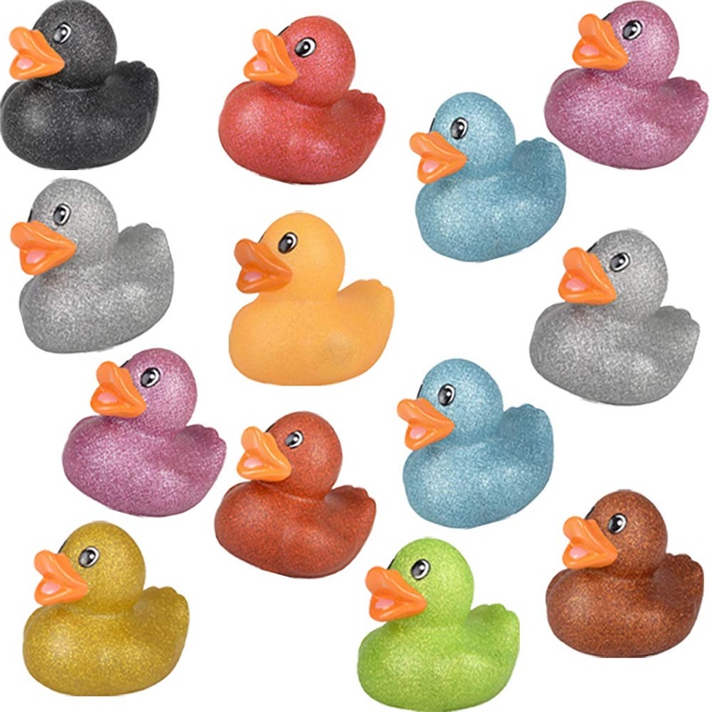 Glitter Rubber Duck Toy Assortment Duckies For Kids, Bath Birthday Gifts Baby Showers Summer Beach And Pool Activity, 2” (300-P