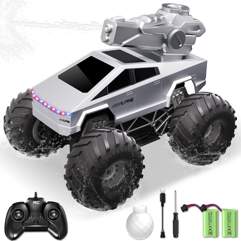 Innofans Remote Control Car, 1:16 Rc Cars Scale All Terrain Electric Vehicle, Water Squirt Tank With Lights Toys Monster Trucks,