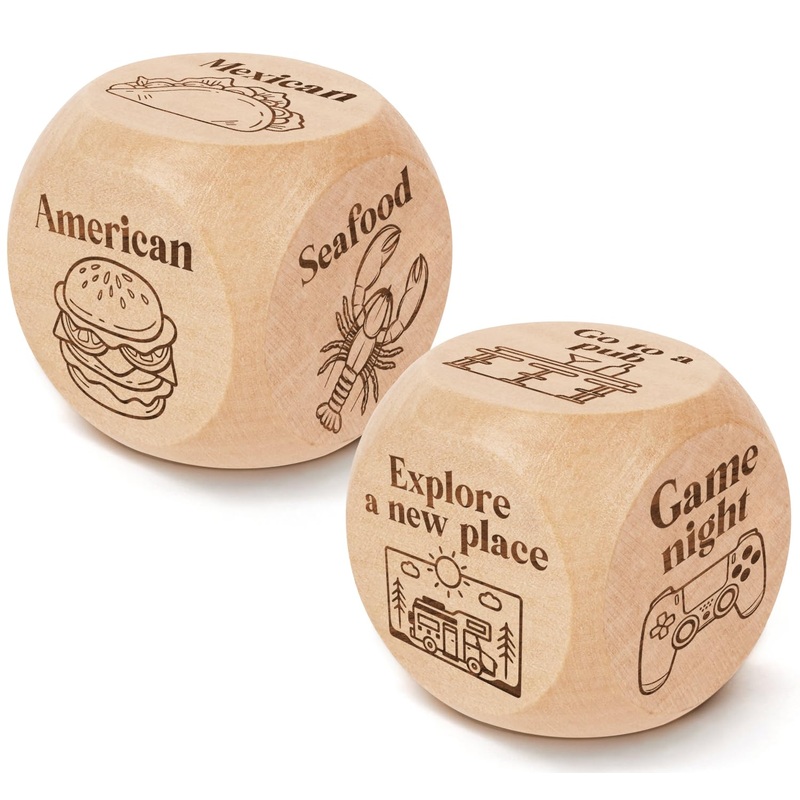 Jchcamry 2 Pcs Anniversary Wooden Food And Activity Date Night Decision Dice Decider Valentines Day Gifts For Him Her Christmas