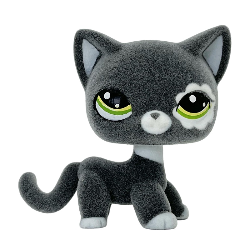 Lpscb Custom-Made Flocked Pet Shop Toy Fuzzy Animal Figure Short Hair Cat Dog Collie Dachshund Great Dane Cocker Spaniel (Black