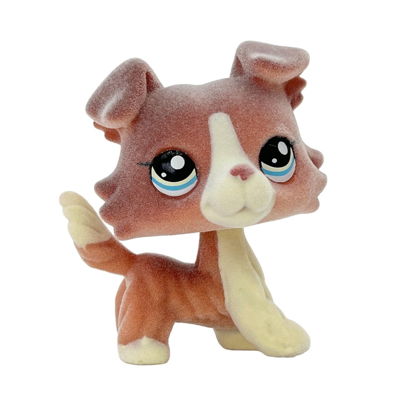 Lpscb Custom-Made Flocked Pet Shop Toy Fuzzy Animal Figure Short Hair Cat Dog Collie Dachshund Great Dane Cocker Spaniel (Red #1