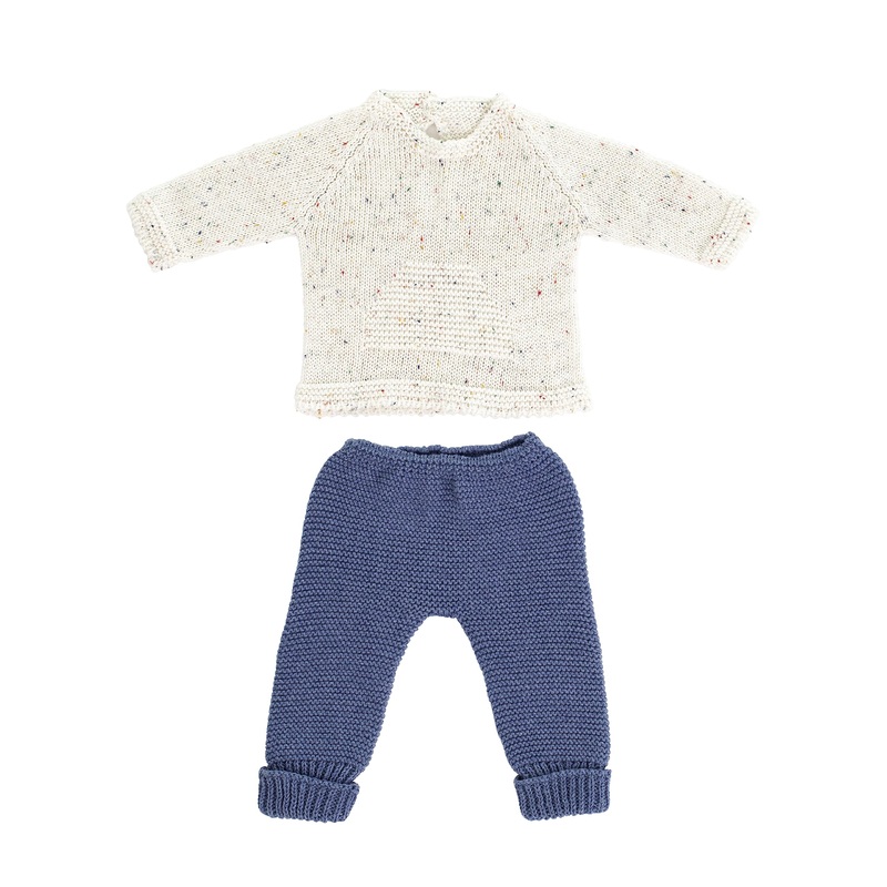 Miniland Clothes For Dolls 15 3/4” Knitted Outfit Sweater & Trausers – Eco, Made In Spain, Quality, Role Play, Educational