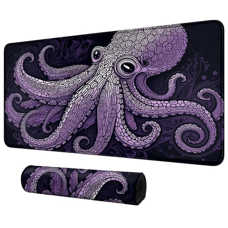 Purple Octopus For Mtg & Tcg Playmat,Bfdhgqzc 24” X 14” Game Mat For Mtg/Rpg/Ccg Trading Card Game Playmats Table Mat Perfect
