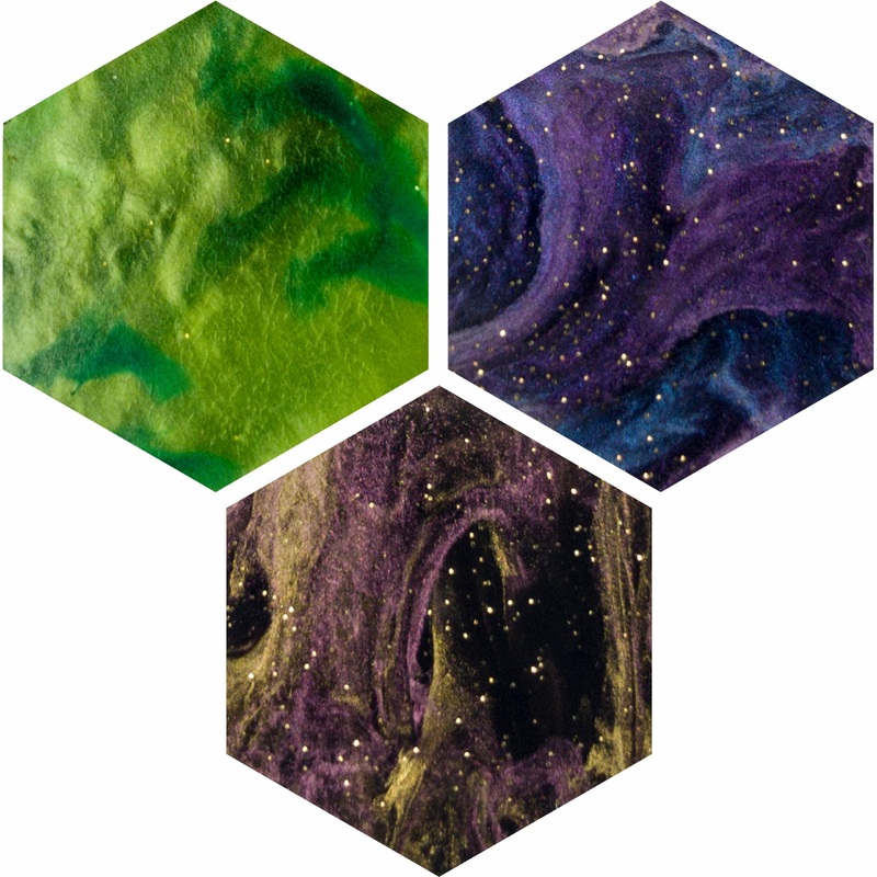 Resource Tokens | 90Pc Acrylic Game Tokens | 30 Of Each Color (Lagoon, Stardust, Verdant) | Hexagon | Nebula Collection