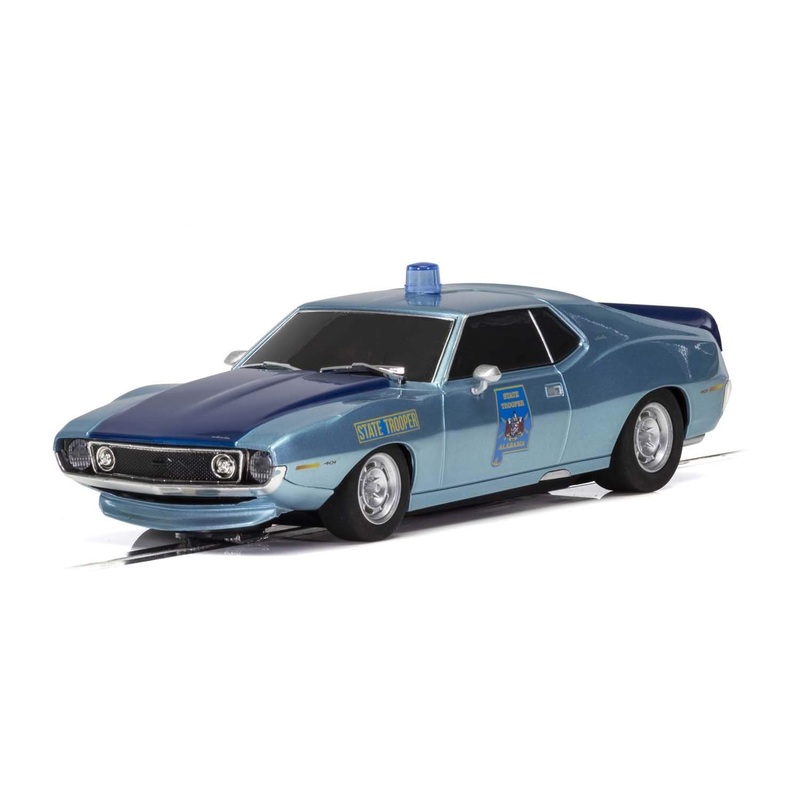 Scalextric Amc Javelin Alabama State Trooper 1:32 Police Slot Race Car With Working Siren C4058, Blue