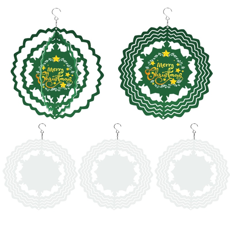 Sublimation Wind Spinner Blank 10 Inch 5 Pack Aluminum Wind Sculpture Double Sided Heat Transfer Printing(Snow Flat Shape)