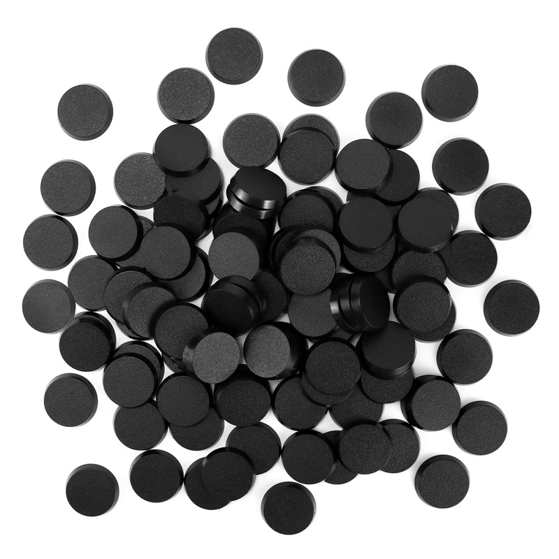 Titawu 100Pcs Miniature Bases+120Pcs Adhesive, 28.5Mm/1.12Inch Textured Plastic Black Round Model Base For Gaming Miniatures Or