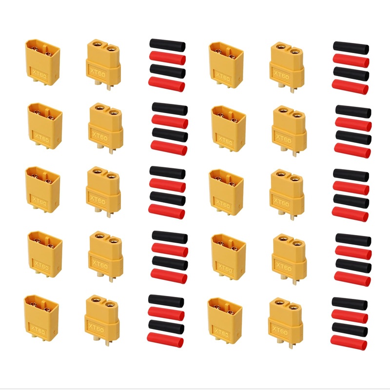 Vlozjxi Xt60 Connectors, Xt60 Male Female Bullet Connectors Power Plugs Rc Battery Connector With 5Mm Heat Shrink Tube For Diy C