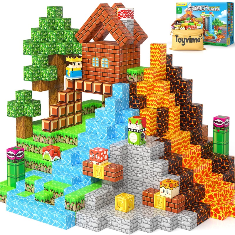 100Pcs Magnetic Blocks Magnetic Building Blocks Sensory Toys For Kids Ages 3-5 6-8 8-12 Kids Game Toys For 3+ Year Old Boys & Gi