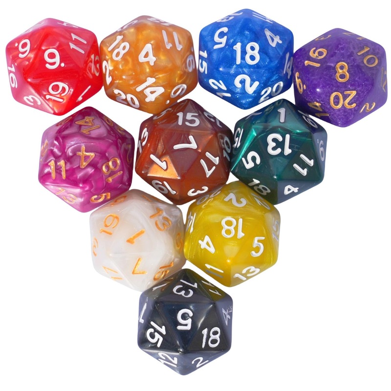 10Pc D20 Polyhedral Dice Set 22Mm For Dnd Rpg Mtg Table Games (Pearl Color Dice)