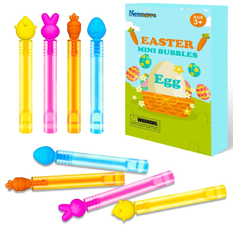 20 Pack Easter Mini Bubbles Wands Toys Gifts For Toddlers, Small Stuff Party Favors For Kids Easter Basket, Non Candy Goodie Gif