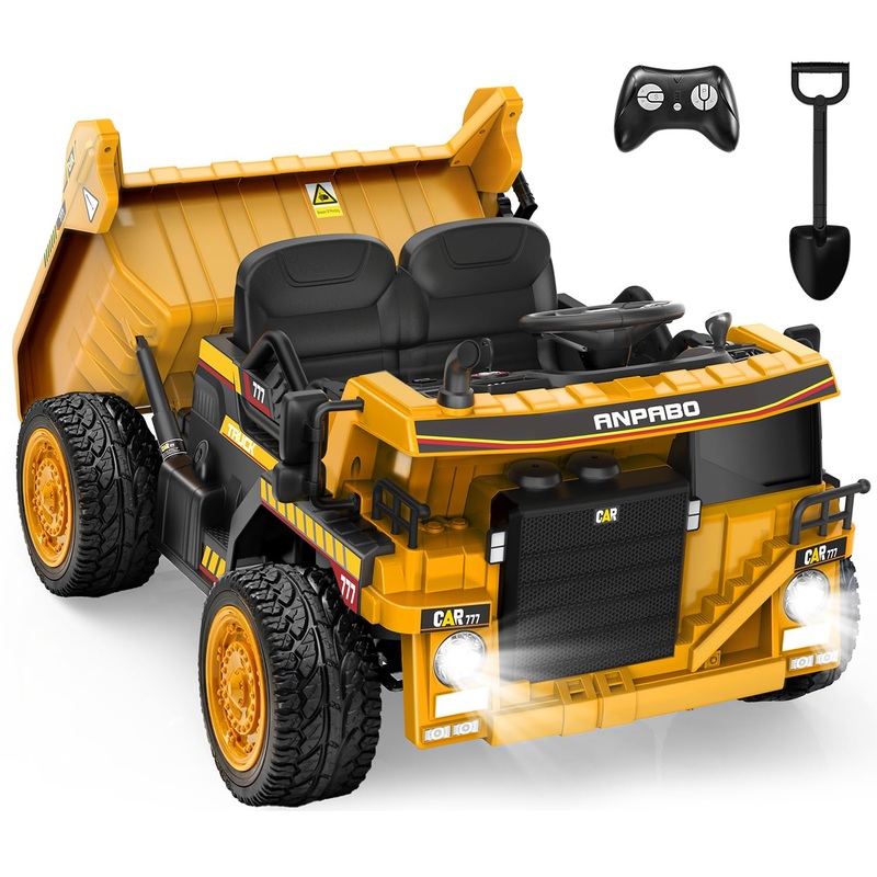 Anpabo 24V Ride On Dump Truck, 2X75W Powerful Motors, Up To 4.4Mph, Eva Tires, Ride On Car W/Electric Dump Bed And Extra Shovel,