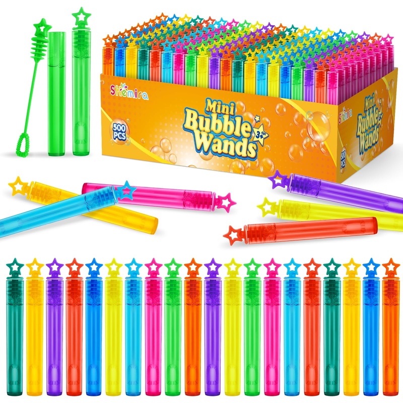 Bubble Wand, 500 Pieces Mini Bubble Wands Bulk In 10 Colors, Bubbles Party Favors Bulk For Kids, Summer Toys For Girls & Boys, C