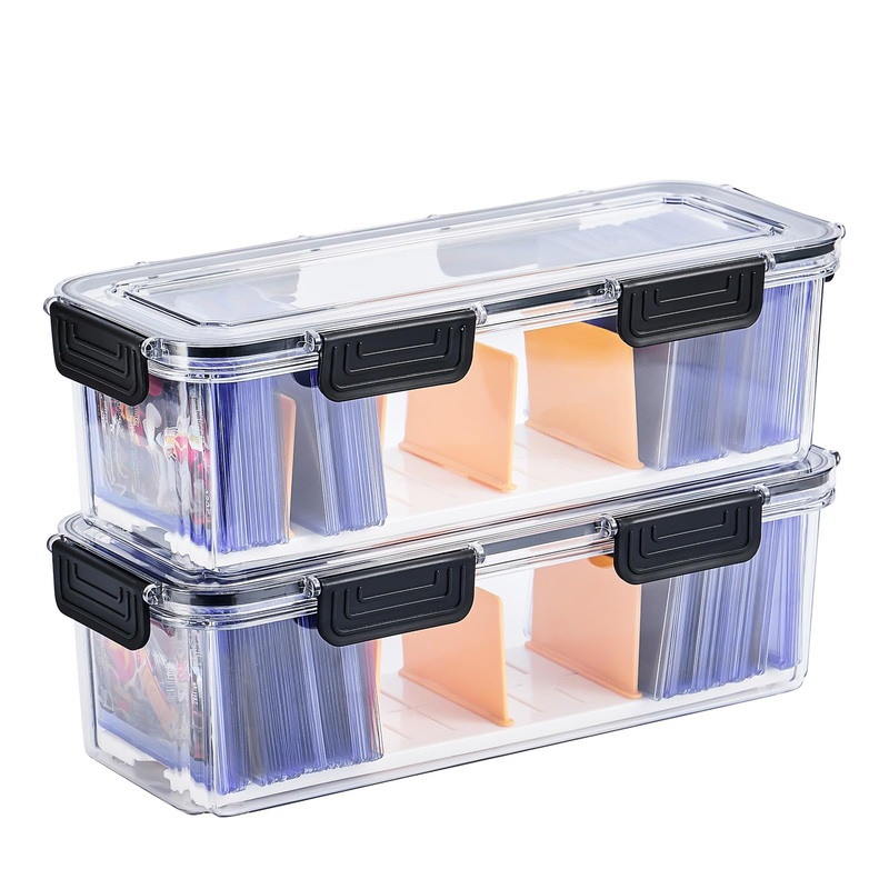 Deeif Toploader Storage Box, Trading Card Storage Box With 5 Dividers, Hard Plastic Tcg Card Storage Box For Top Loaders, Large