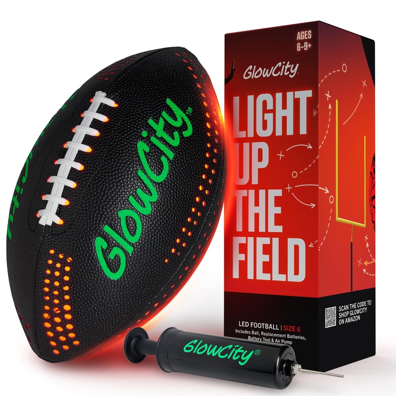 Glowcity Led Pu Football With Air Pump – Size 6 – Black
