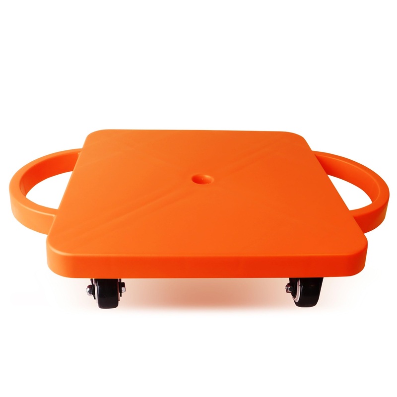 Gse Games & Sports Expert Orange Sports Scooter Board With Handles, Floor Sitting Scooter Board With Non-Marring Plastic Casters
