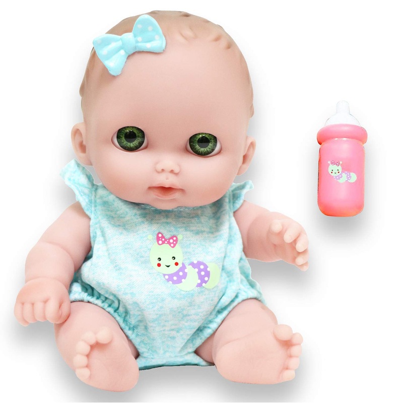 Jc Toys Lil Cutesies 8.5” All Vinyl Baby Doll | Posable And Washable | Removable Outfit | Bibi – Green Eyes Ages 2+, 16936B