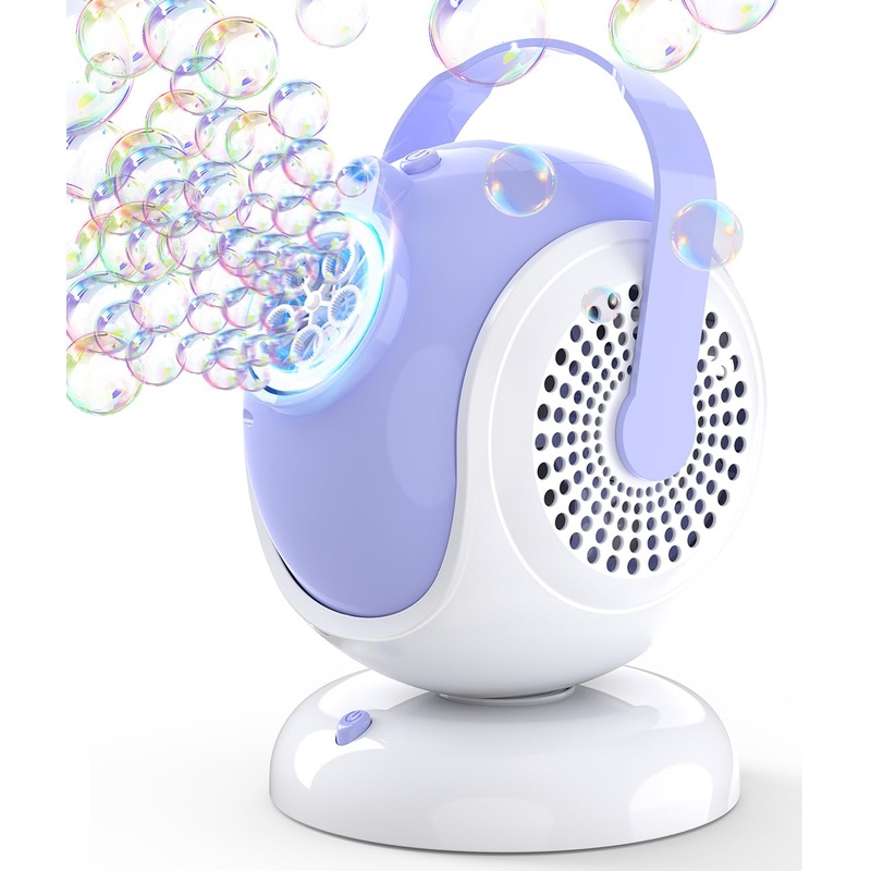 Joyfuture Bubble Machine – Automatic Bubbles Blower For Kids, Toddlers – 360 Oscillation & 75 Adjustment, Bubble Toys With Led L