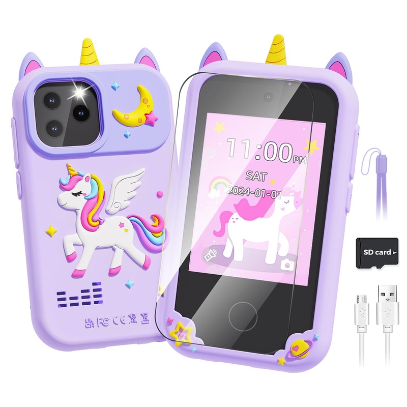 Kids Phone Toys For Girls Ages 5-7, Christmas Birthday Gifts For 5 6 7 8 Year Old Girls, Hd Dual Camera Kids Smart Phone For Tod