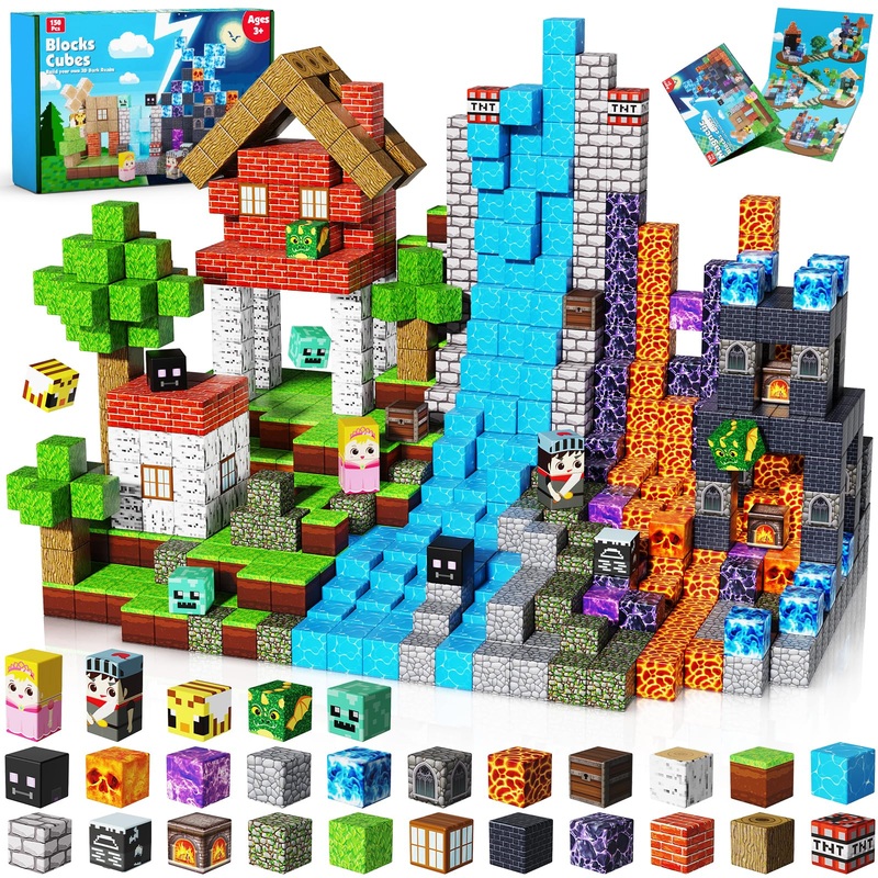 Magnetic Building Blocks – 150Pcs Magnet Block Cubes Dark Hell Forest Castle, Stem Toy Building Sets For Kids Age 3+, Montessori