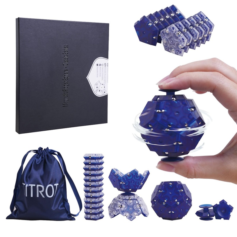 Magnetic Fidget Toy For Adults, New Upgraded 14-Piece Set Magnet Fidget Sphere – With 2 Spinners, Pentagons Magnetic Sensory Des